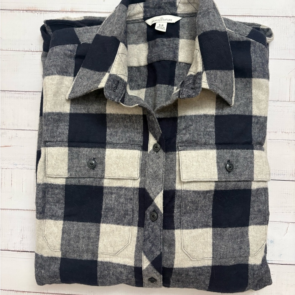 LL Bean Signature Ladies’ Chamois Cloth Shirt Women’s Size S Blue 100% Cotton